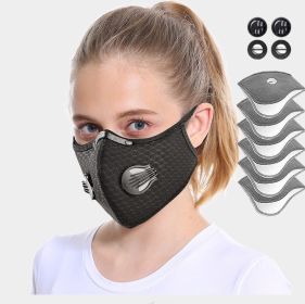 Sport Mask Cycling Face Mask Activated Carbon Filter Breathing Valves With Filter (Color: Black)
