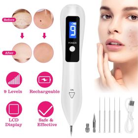 Skin Tag Repair Kit Portable Beauty Equipment Multi-Level with Home Usage USB Charging LCD Level Adjustable 6 Replaceable Needles (Color: White)