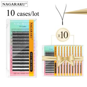 NAGARAKU 10 cases YY Shape Hand Woven Premium Mink Soft Light Natural Eyelashes Extension Supplies Mesh Net Cross False Eyelash (Thickness, Length: 0.07mm, 15mm X 10 cases, Curl: B)